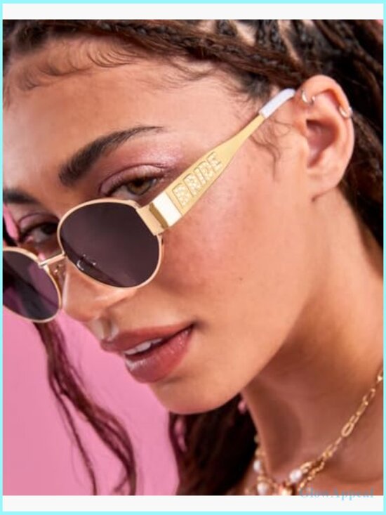 Gold Metal Bride Sunglasses with Pearl Logo main image 5